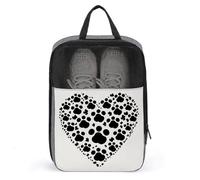 Borsa per scarpe da viaggio, borsa per scarpe con stampa di zampa di cane e cuore, borsa per scarpe con cerniera, borsa per scarpe da uomo e donna, stile, taglia unica, moderna