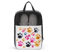 Borsa per scarpe da viaggio, borsa per scarpe con stampa di zampe di cane, organizer portatile da utilizzare per viaggi e conservazione quotidiana, stile, taglia unica, moderna