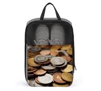 Borsa per scarpe da viaggio, borsa per scarpe con stampa moneta, organizer portatile da utilizzare per viaggi e conservazione quotidiana, stile, taglia unica, moderno