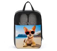 Borsa per scarpe da viaggio carina, borsa per scarpe da viaggio portatile traspirante impermeabile con cane Chihuahua Ocean Shore Beach con cerniera, borsa per scarpe da viaggio per uomo donna palest
