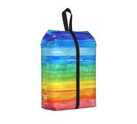 Borsa per scarpe da viaggio color arcobaleno con strisce colorate, resistente all'acqua, con manico con cerniera, custodia leggera per valigia e palestra, si ripiega piatta per l'imballaggio