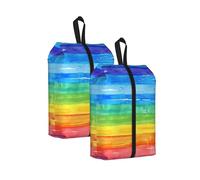 Borsa per scarpe da viaggio color arcobaleno con strisce colorate, resistente all'acqua, con manico con cerniera, custodia leggera per valigia e palestra, si ripiega piatta per l'imballaggio