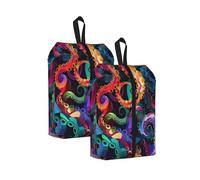 Borsa per scarpe da viaggio colorata con tentacoli di polpo e oceano, resistente all'acqua, con manico con cerniera, custodia leggera per valigia e palestra, si ripiega piatta per l'imballaggio