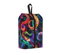 Borsa per scarpe da viaggio colorata con tentacoli di polpo e oceano, resistente all'acqua, con manico con cerniera, custodia leggera per valigia e palestra, si ripiega piatta per l'imballaggio