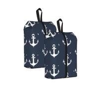 Borsa per scarpe da viaggio con ancora nautica, resistente all'acqua, con manico con cerniera, custodia leggera per valigia e palestra, si ripiega piatta per l'imballaggio, Ancora Nautica, 22 x 12 x