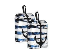 Borsa per scarpe da viaggio con ancora nautica vintage a righe retrò resistente all'acqua con manico con cerniera, custodia leggera per valigia e palestra, si ripiega piatta per l'imballaggio, Ancora
