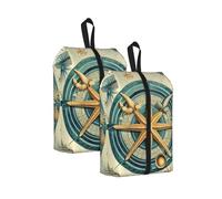 Borsa per scarpe da viaggio con bussola nautica retrò a forma di stella marina, resistente all'acqua, con manico con cerniera, custodia leggera per valigia e palestra, si ripiega piatta per