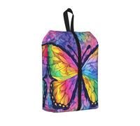 Borsa per scarpe da viaggio con farfalla arcobaleno, colorata, resistente all'acqua, con manico con cerniera, custodia leggera per valigia e palestra, si ripiega piatta per l'imballaggio, Farfalla