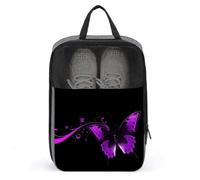 Borsa per scarpe da viaggio con farfalla viola e nera, organizer per scarpe da viaggio, impermeabile, con cerniera, borsa per la polvere, grigio, taglia unica, moderna