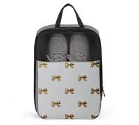 Borsa per scarpe da viaggio con fiocchi in lamina d'oro metallizzata, per uso quotidiano, anti-polvere, custodia per scarpe da golf