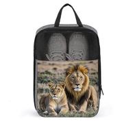 Borsa per scarpe da viaggio con leone africano e leonessa, organizer per scarpe da golf con cerniera, sacchetti per la polvere per scarpe da uomo e donna, custodia impermeabile per scarpe da viaggio