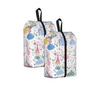 Borsa per scarpe da viaggio con motivo a castello e cuore, impermeabile, con manico con cerniera, custodia leggera per valigia e palestra, si ripiega piatta per l'imballaggio, Principessa Car, 22 x 12