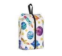 Borsa per scarpe da viaggio con nave spaziale a forma di pianeta, impermeabile, con manico con cerniera, custodia leggera per valigia e palestra, si ripiega piatta per l'imballaggio, Nave spaziale dei