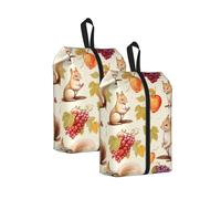 Borsa per scarpe da viaggio con scoiattolo e bacche d'uva, graziosa volpe, resistente all'acqua, con manico con cerniera, custodia leggera per valigia e palestra, si ripiega piatta per l'imballaggio