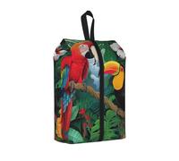 Borsa per scarpe da viaggio con stampa di ara e tucano appollaiati delle foreste pluviali americane, borsa portatile per scarpe con chiusura a cerniera, unisex, organizer per scarpe leggero per viaggi