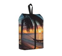 Borsa per scarpe da viaggio con stampa di cocco e tramonto sulla spiaggia, borsa portatile con chiusura a cerniera, unisex, organizer per scarpe leggero per riporre i viaggi, uso domestico, 1 pezzo