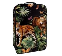 Borsa per scarpe da viaggio,custodia per scarpe portatile impermeabile,foglie di palma tropicale farfalla leopardo