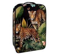 Borsa per scarpe da viaggio,custodia per scarpe portatile impermeabile,foglie di palma tropicale farfalla leopardo