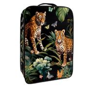 Borsa per scarpe da viaggio,custodia per scarpe portatile impermeabile,foglie di palma tropicale farfalla leopardo