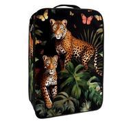 Borsa per scarpe da viaggio,custodia per scarpe portatile impermeabile,foglie di palma tropicale farfalla leopardo