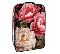 Borsa per scarpe da viaggio,custodia per scarpe portatile impermeabile,Illustrazione di arte del fiore di peonia pianta colorata
