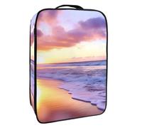 Borsa per scarpe da viaggio,custodia per scarpe portatile impermeabile,Modello viola del paesaggio del cielo della spiaggia