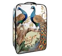 Borsa per scarpe da viaggio,custodia per scarpe portatile impermeabile,pavone delle coppie dell'albero della foresta