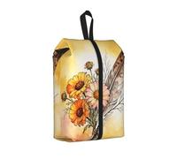Borsa per scarpe da viaggio, impermeabile, 3 in 1, con fiori e piume, per scarpe da ginnastica