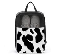 Borsa per scarpe in pelle di mucca bianca e nera per viaggi uso quotidiano anti-polvere custodia per scarpe da golf