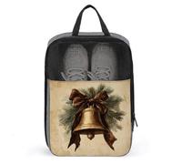 Borsa per scarpe rustica natalizia in ottone anticato con campanella, per viaggi e uso quotidiano, anti-polvere, porta scarpe da golf