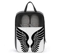 Borsa per scarpe semplice nera con ali d'angelo per viaggi e uso quotidiano, anti-polvere, porta scarpe da golf