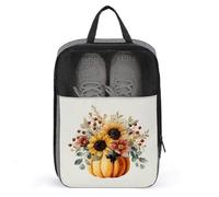 Borsa per scarpe vintage autunnale floreale con zucca, girasoli, per viaggi e uso quotidiano, anti-polvere, porta scarpe da golf