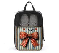 Borsa per scarpe vintage con fiocco rosso a pois bianchi, per viaggi e uso quotidiano, anti-polvere, porta scarpe da golf