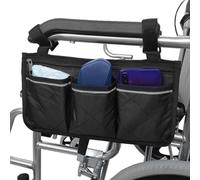 Borsa per sedia a rotelle, con 3 scomparti, per sedia a rotelle, con braccioli riflettenti, con portabottiglie, tasca laterale per braccioli, per walker, mobility scooter, deambulatori