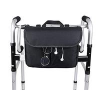 Borsa per Sedia a Rotelle, con copertura Borse per bracciolo per sedia a rotelle Accessori per sedia a rotelle e deambulatore per la mobilità, cinghie flessibili per una facile installazione(Black)