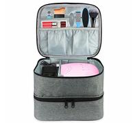 Borsa per smalto - Custodia organizer per unghie, con chiusura lampo, morbida borsa per il trucco per campeggio, viaggi d'affari, per unghie portatile, organizer per la casa, grigio, 25 x 20