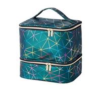 Borsa per smalto per unghie, con divisori, organizer a doppio strato, per smalti, può contenere 30 flaconcini, Verde, 25.5x20x24cm, Unisex