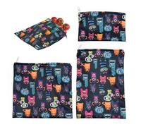 Borsa per snack riutilizzabile - 3 sacchetti con cerniera per sandwich | sacchetti riutilizzabili per alimenti lavabili in lavastoviglie per cioccolato, caramelle, bische