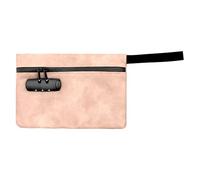 Borsa per soldi impermeabile, borsa per documenti in pelle bloccabile, 24,5 × 16,5 × 3 cm, borsa da banca resistente con cerniera per contanti, piscina, spiaggia, banca, passaporto, Rosa, Borsa per