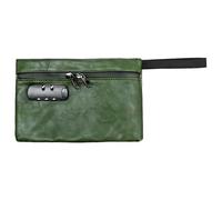 Borsa per soldi impermeabile, borsa per documenti in pelle bloccabile, 24,5 × 16,5 × 3 cm, borsa da banca resistente con cerniera per contanti, piscina, spiaggia, banca, passaporto, verde, Borsa per