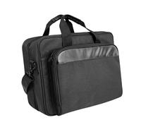 Borsa per stampante portatile con tracolla ergonomica imbottita, ideale per viaggi con trolley.