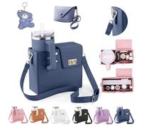 Borsa per Stanley Cup, portabicchieri per Stanley con tracolla regolabile, borsa per capacità sufficiente per Stanley Cup Outdoor Portable Crossbody Water Cup Storage Bag, Blu, moderno