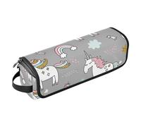 Borsa per strumenti per lo styling dei capelli con grazioso unicorno rosa arcobaleno con tappetino resistente al calore, borsa organizer portatile per arricciacapelli, piastre, spazzole, fermagli e