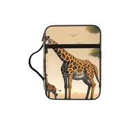 Borsa per studio biblico con giraffa madre e bambino con manici, organizer resistente all'acqua per viaggi in chiesa, portapenne, tasca per tablet, diario