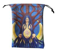 Borsa per tarocchi con coulisse, 13 x 18 cm, porta dadi in velluto per riporre gioielli, simbolismo mistico con occhio onniveggente, per carte, fasi lunari, terra, spiritualità, magia, Multicolore