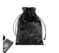 Borsa per tarocchi, in velluto con coulisse per tarocchi, rune, e gioielli, custodia morbida in flanella per viaggi, divinazione e regalo spirituali, Nero, Refer to