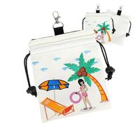 Borsa per tee da golf, borsa per oggetti di valore da golf, con coulisse, in poliuretano, organizer per palline da golf, con moschettone in metallo, per uomini, donne, adolescenti, nero, bianco