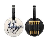 Borsa per tee da golf stampata nera con disegno di cavallo, design portatile, facile da organizzare, Nero, One Size