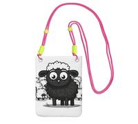 Borsa per telefono cellulare da donna, con motivo di pecore bianche e nere, custodia per cellulare con tracolla fucusia, custodia da viaggio