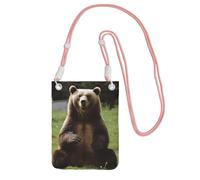 Borsa per telefono cellulare Hi Bear Sedersi sul prato Borse a tracolla impermeabile borsa per telefono cellulare borsa a tracolla per le donne